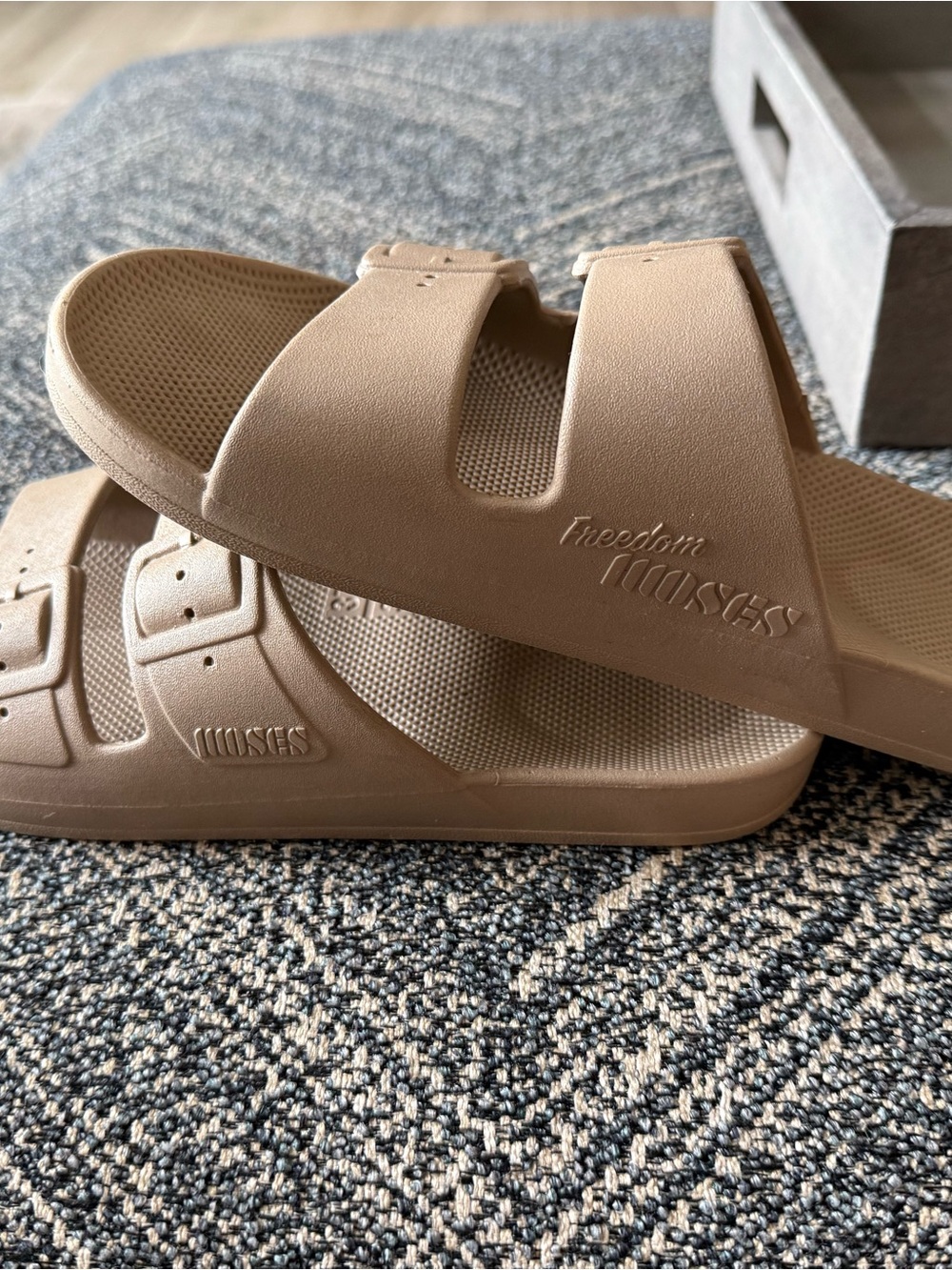 Women’s Double-Buckle Slide Sandals - Beige - Picture 3 of 3
